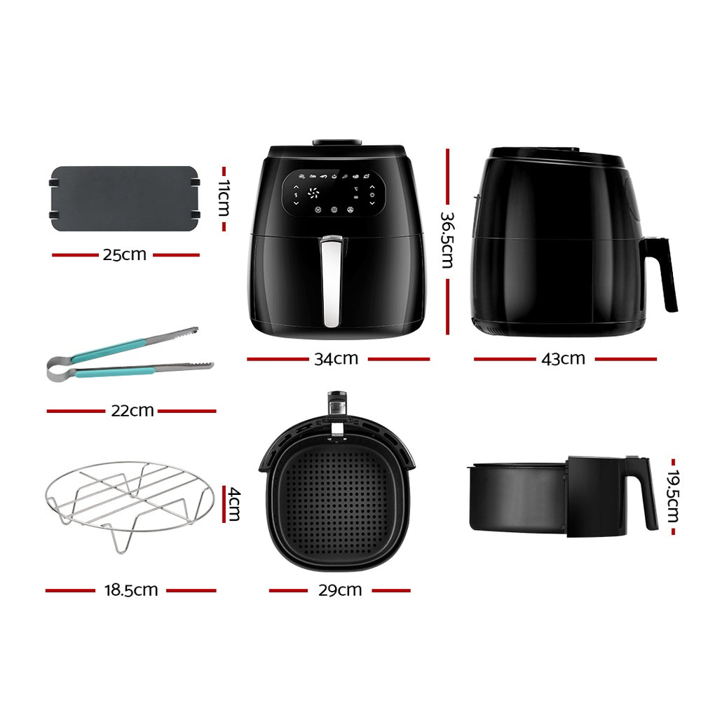 Devanti Air Fryer 8.5L LCD Digital Oil Free Deep Frying Cooker Accessories Rack Devanti
