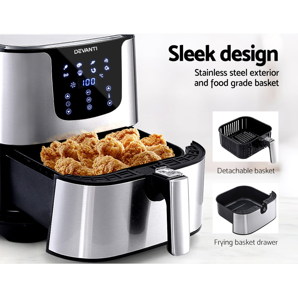 Devanti Air Fryer 7L LCD Fryers Oil Free Oven Airfryer Kitchen Healthy Cooker Devanti
