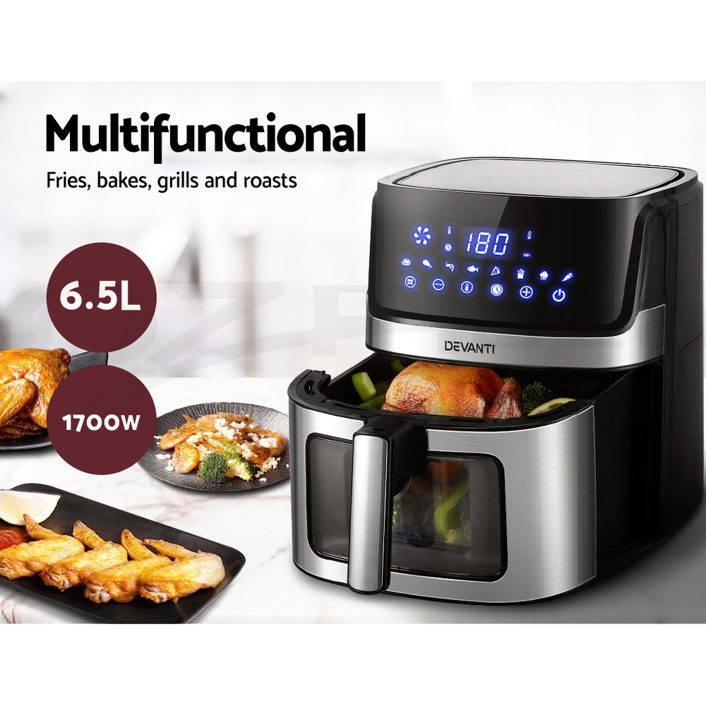 Devanti Air Fryer 6.5L LCD Fryers Oven Airfryer Healthy Cooker Oil Free Kitchen Devanti