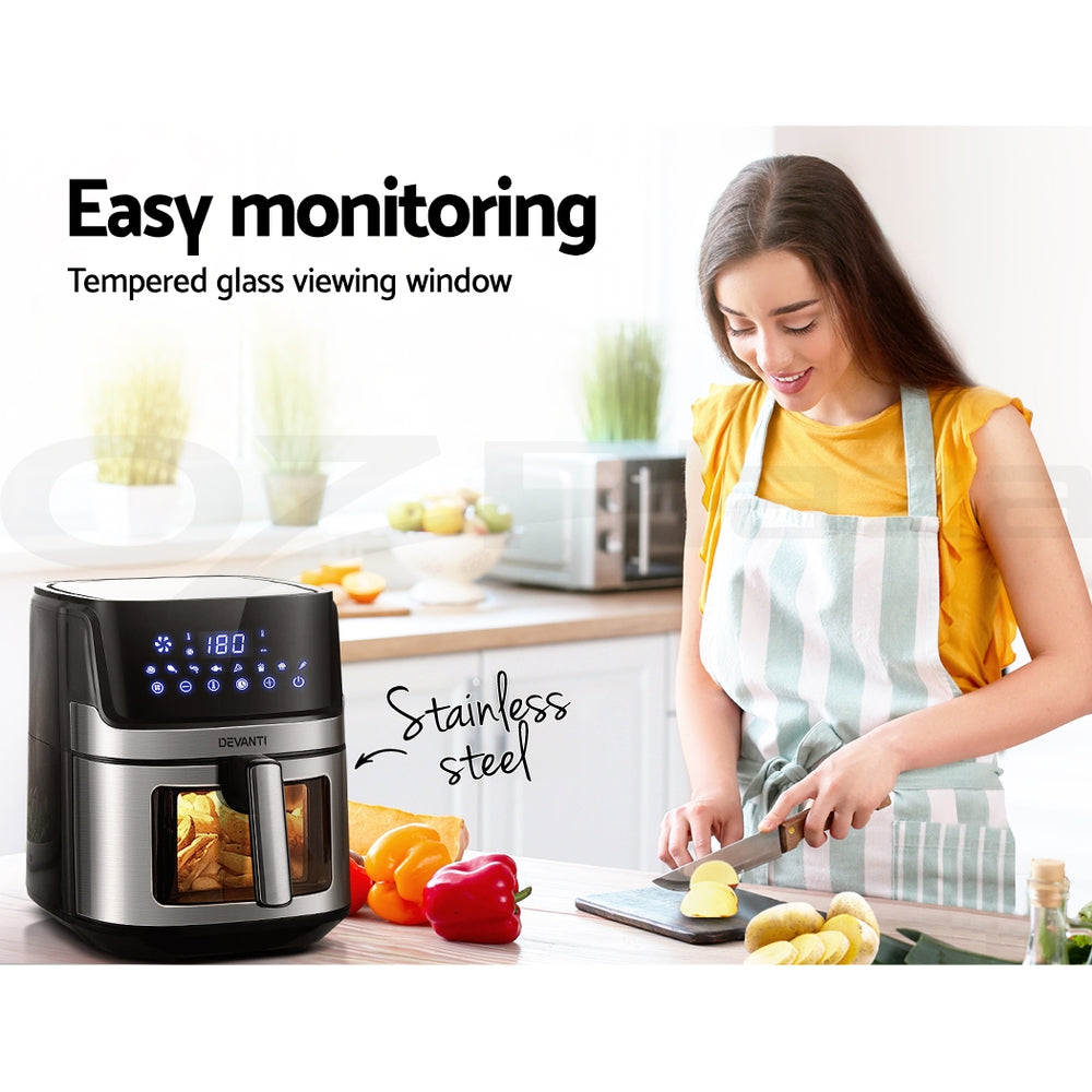 Devanti Air Fryer 6.5L LCD Fryers Oven Airfryer Healthy Cooker Oil Free Kitchen Devanti