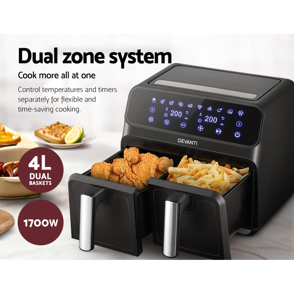 Devanti Air Fryer 8L LCD Fryers Oven Airfryer Healthy Cooker Oil Free Kitchen Devanti