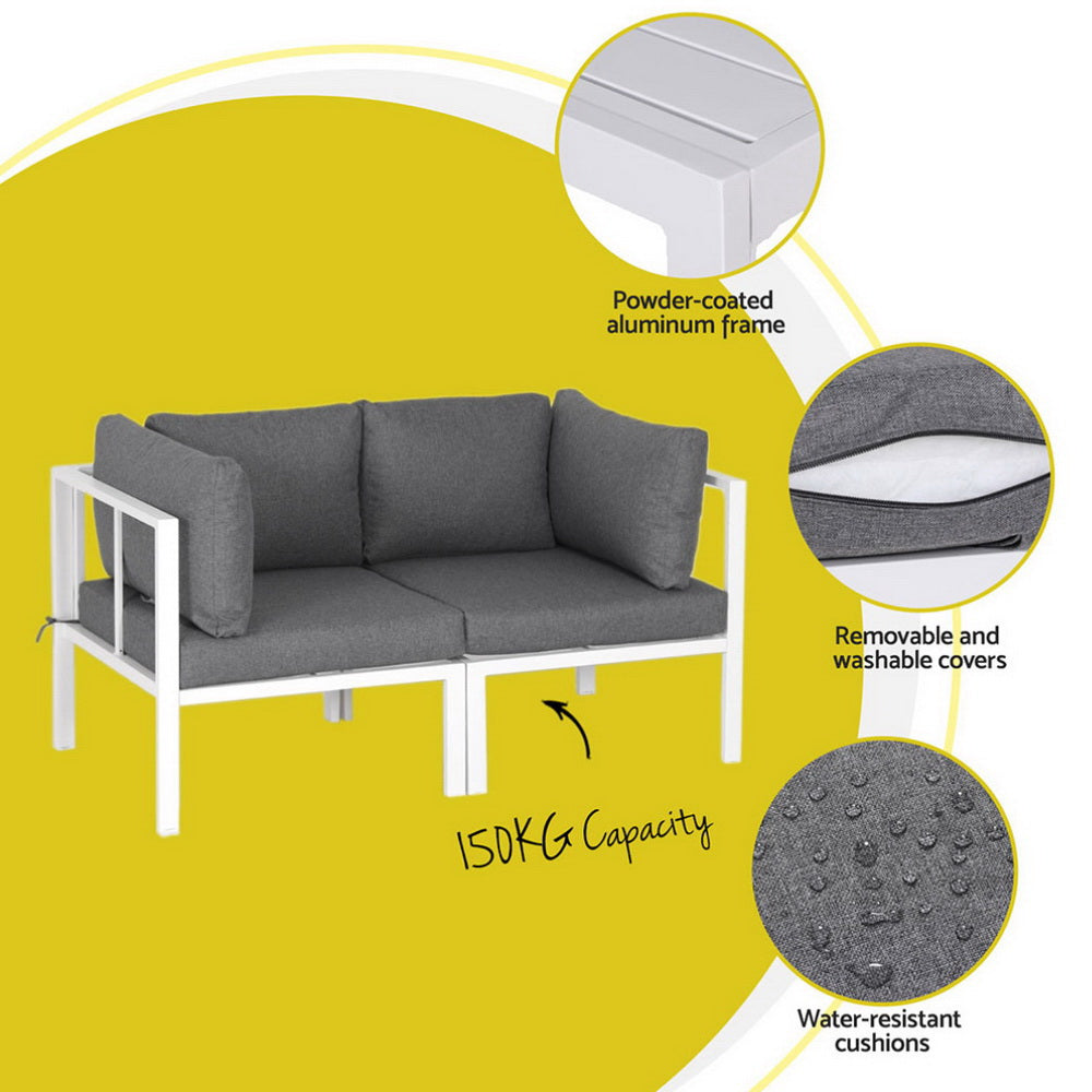 Gardeon 6PCS Outdoor Sofa Set Aluminium Table and Chairs Lounge Patio Furniture Awezingly