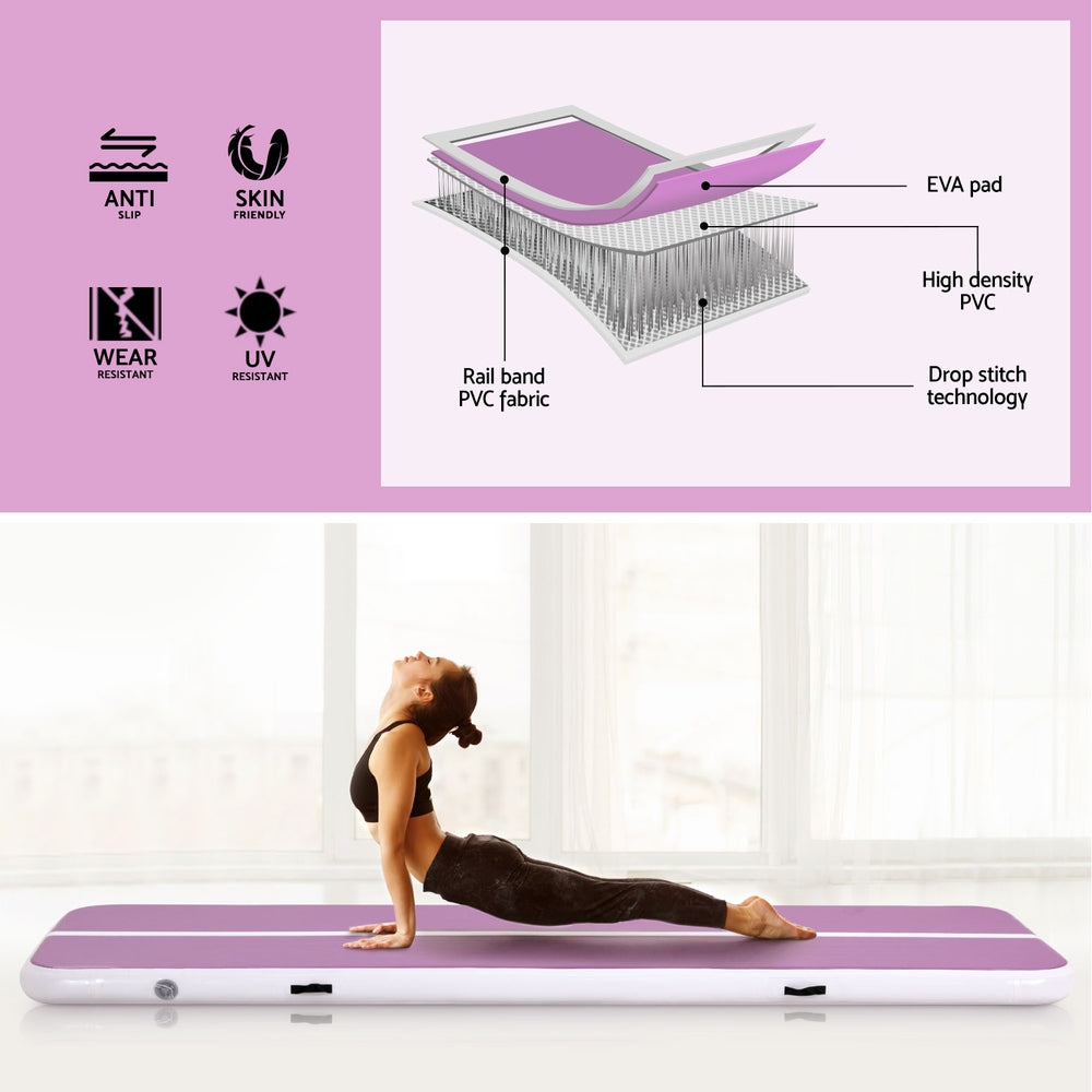 Everfit 3M Air Track Gymnastics Tumbling Exercise Cheerleading Mat Inflatable Purple Everfit