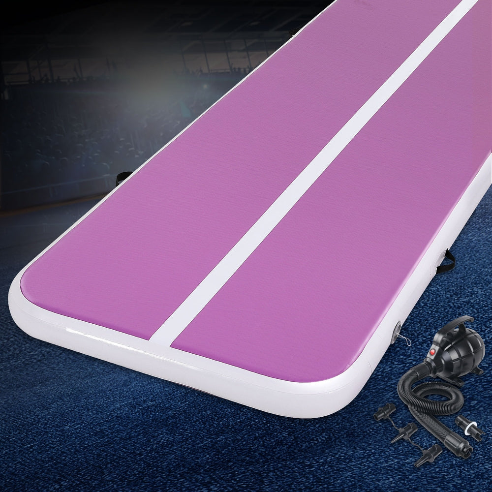 Everfit 3M Air Track Gymnastics Tumbling Exercise Yoga Mat W/ Pump Inflatable Purple Everfit