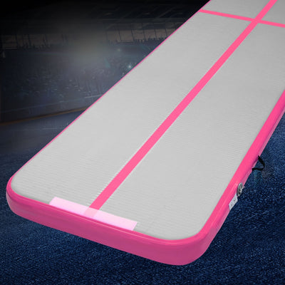 Everfit 4M Air Track Gymnastics Tumbling Exercise Cheerleading Mat Inflatable Pink