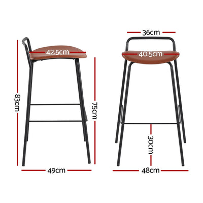 4x Artiss Bar Stools Kitchen Counter Dining Chair Metal Brown