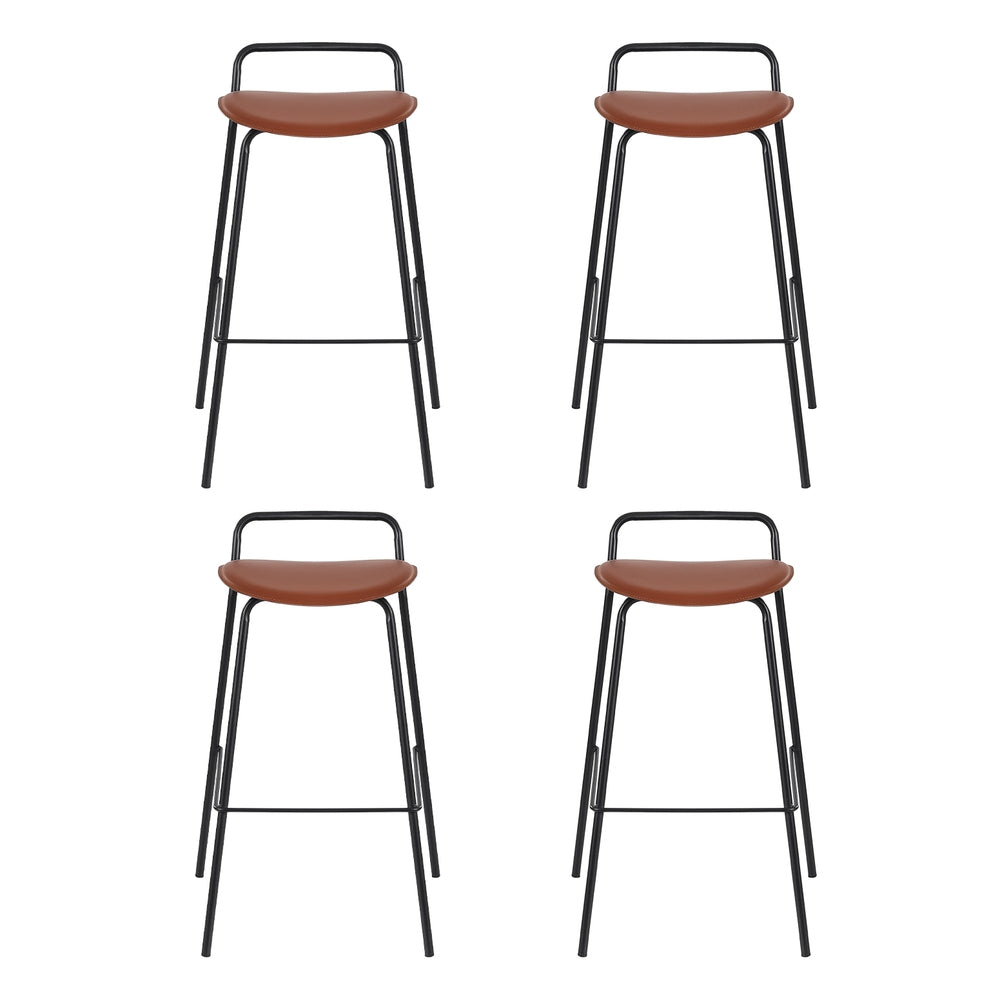 4x Artiss Bar Stools Kitchen Counter Dining Chair Metal Brown Artiss