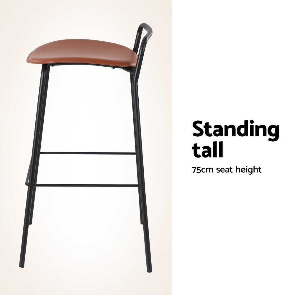 4x Artiss Bar Stools Kitchen Counter Dining Chair Metal Brown Artiss