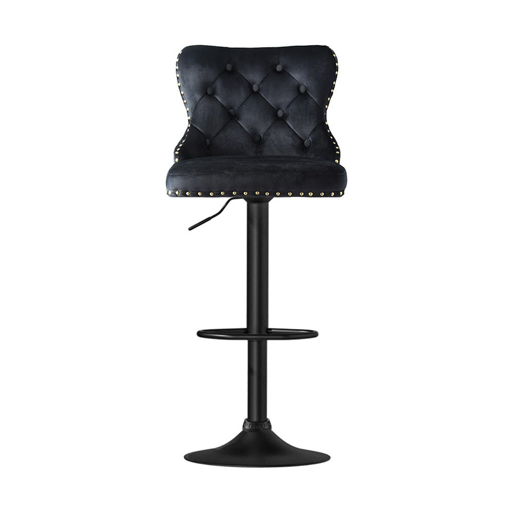 Artiss 1x Velvet Bar Stool Adjustable Height Nailhead Trim Kitchen Counter Stool Artiss