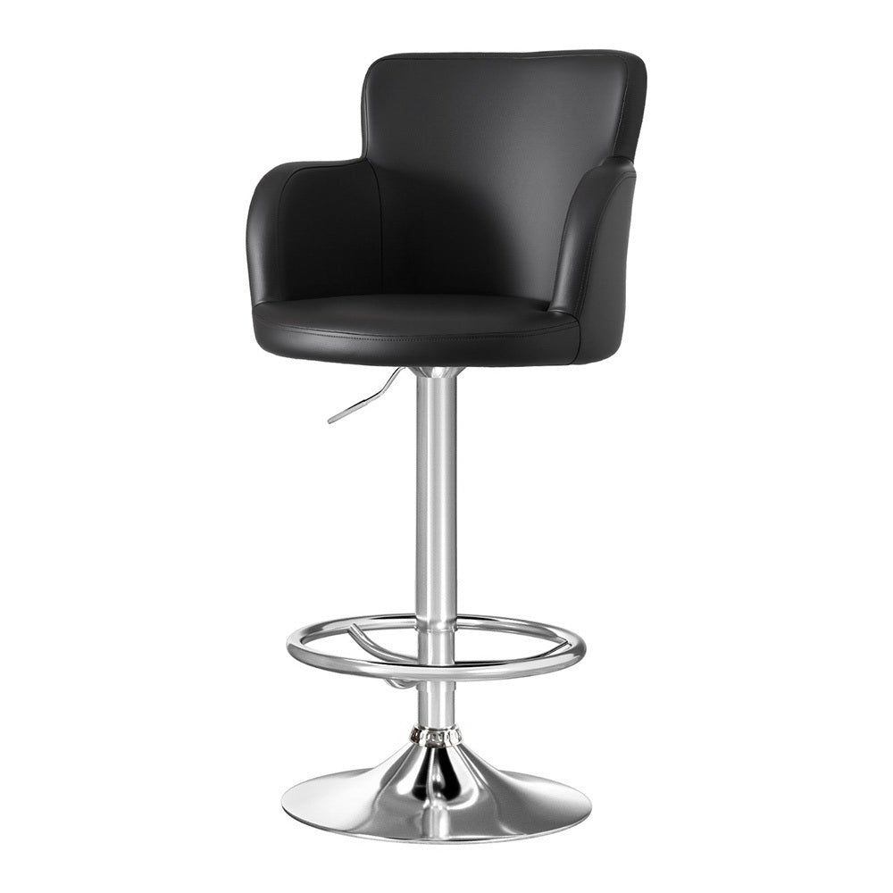 Artiss 1x Leather Bar Stools Swivel Adjustable Gas Lift PU Counter Chairs Black Awezingly