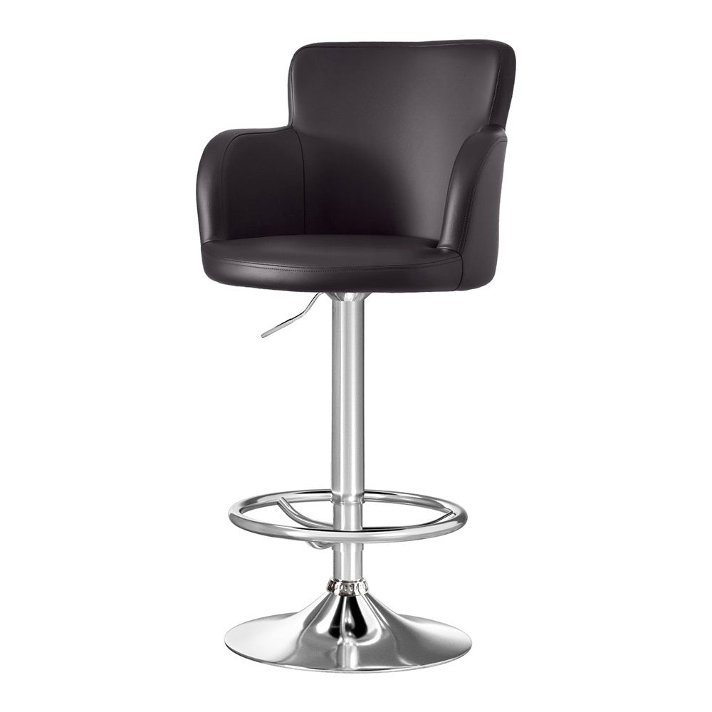 Artiss 1x Leather Bar Stools Swivel Adjustable Gas Lift PU Counter Chairs Brown Awezingly