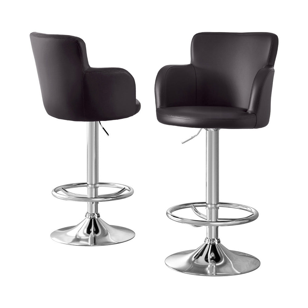 Artiss 2x Leather Bar Stools Swivel Adjustable Gas Lift PU Counter Chairs Brown Awezingly