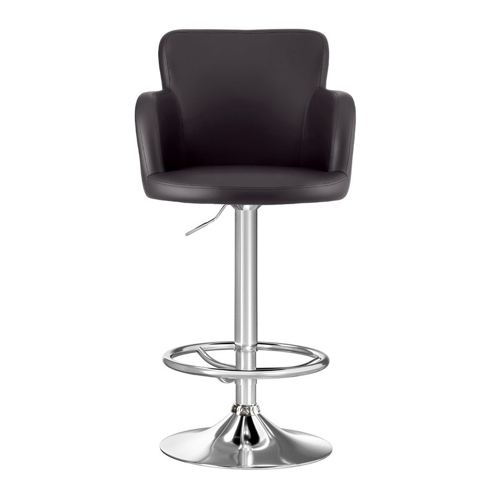 Artiss 2x Leather Bar Stools Swivel Adjustable Gas Lift PU Counter Chairs Brown Awezingly