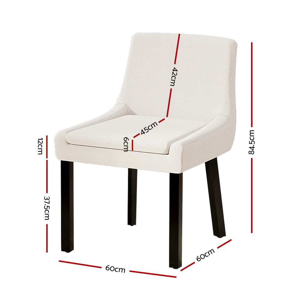 Artiss Dining Chairs Set of 4 Corduroy Wooden Beige Artiss