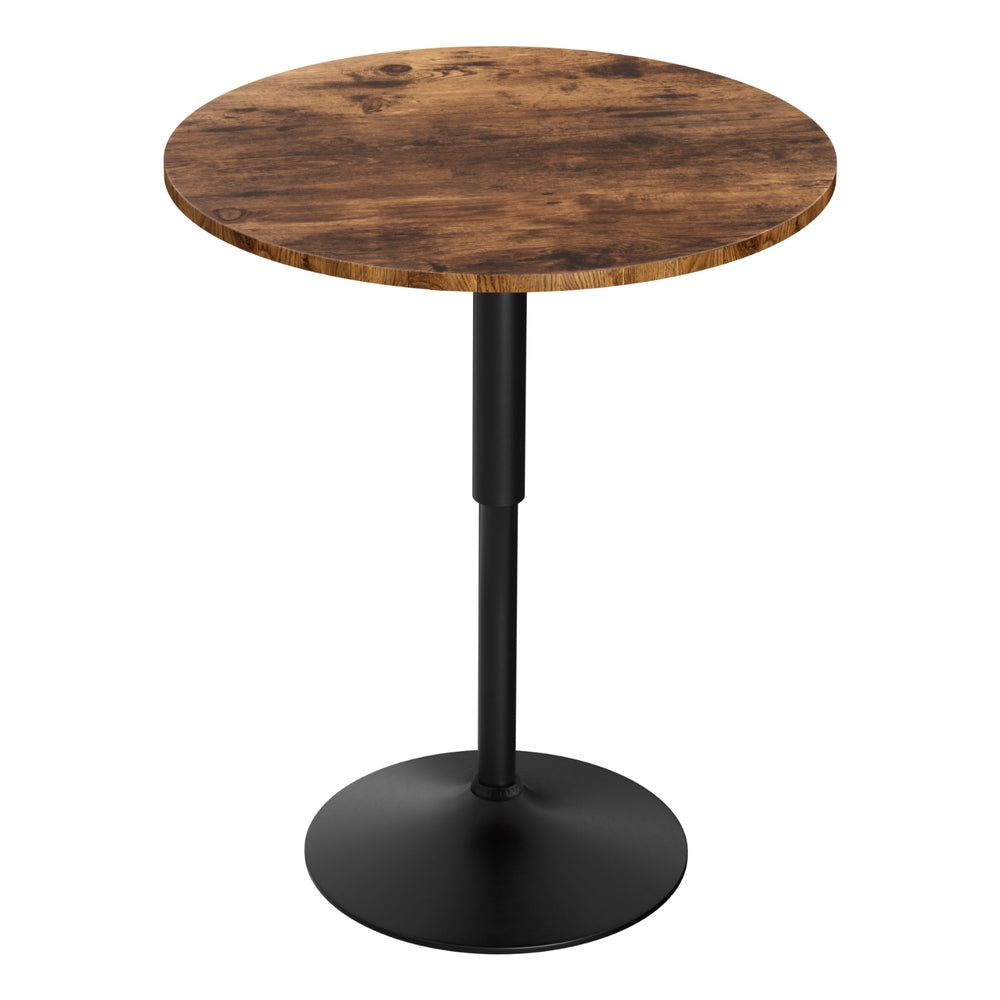 Artiss Height Adjustable Bar Table 360 Swivel Round Gaslift Design 60cm Rustic Brown Black Awezingly