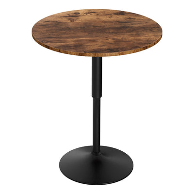 Artiss Height Adjustable Bar Table 360 Swivel Round Gaslift Design 60cm Rustic Brown Black