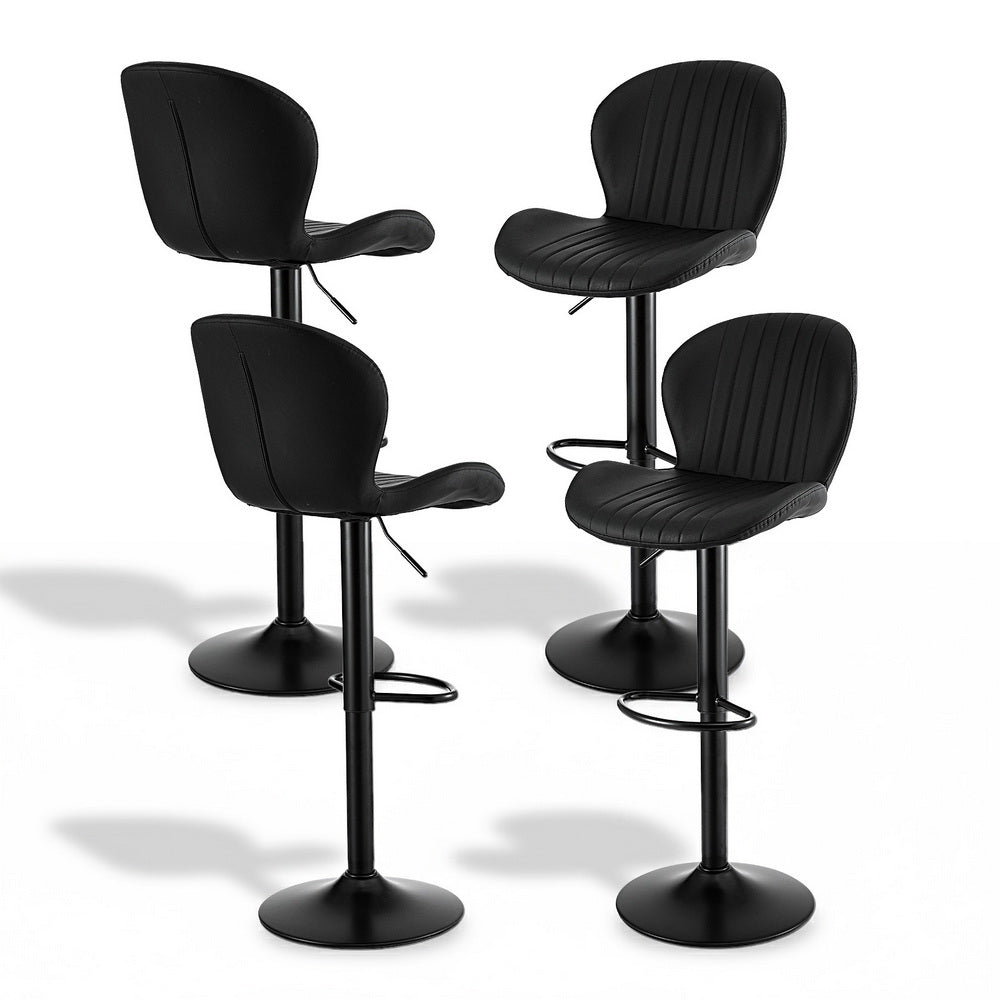 Artiss 4x Bar Stools Kitchen Swivel Gas Lift Counter Chair Shell Leather Black Awezingly