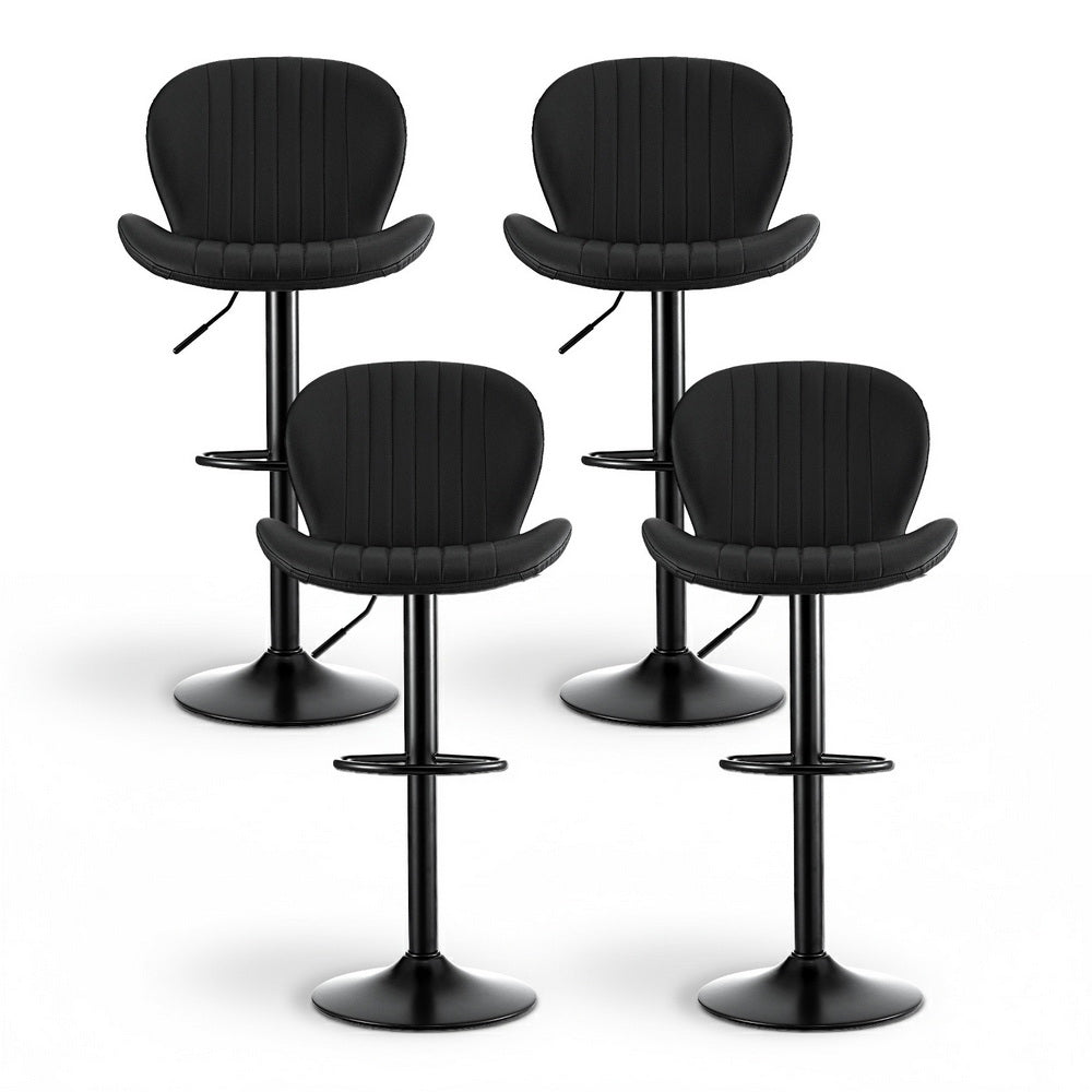 Artiss 4x Bar Stools Kitchen Swivel Gas Lift Counter Chair Shell Leather Black Awezingly