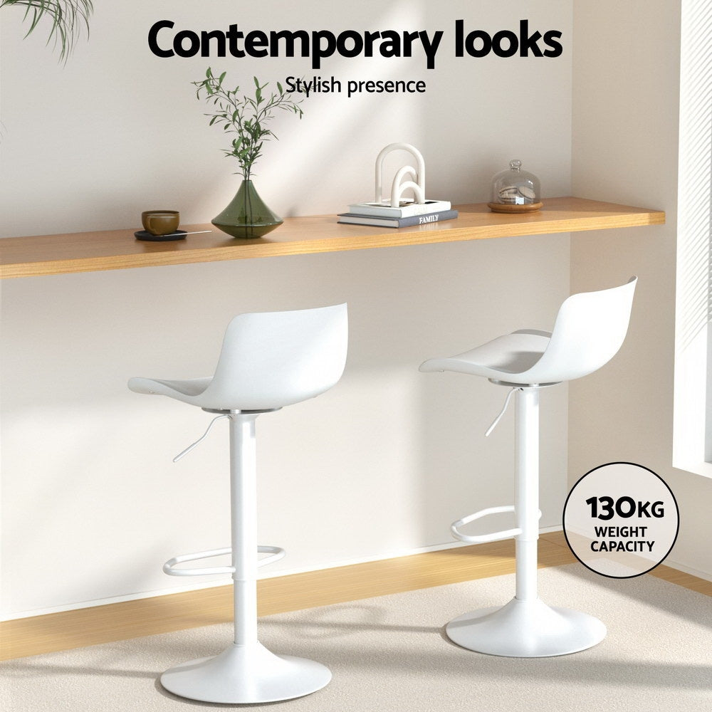 4x Artiss Bar Stools Kitchen Swivel Gas Lift Stool Leather Dining Chairs White Artiss
