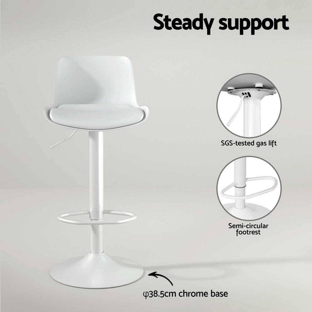 4x Artiss Bar Stools Kitchen Swivel Gas Lift Stool Leather Dining Chairs White Artiss