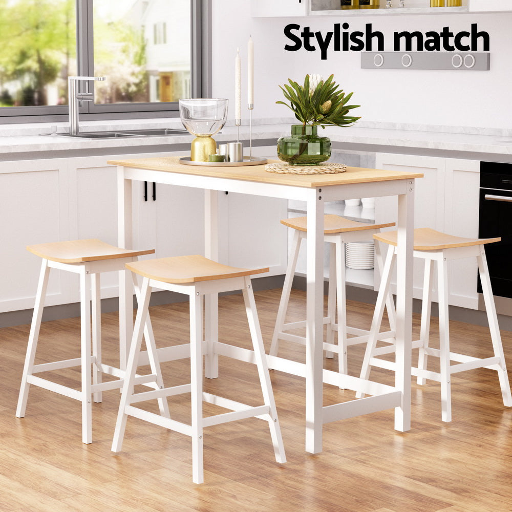 Artiss Bar Table and Stools Set Dining Desk Solid Wood Kitchen Chairs Cafe Pub Artiss