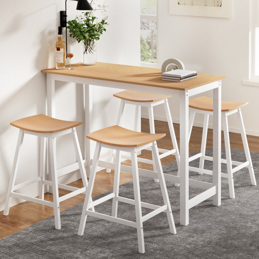 Artiss Bar Table and Stools Set Dining Desk Solid Wood Kitchen Chairs Cafe Pub Artiss