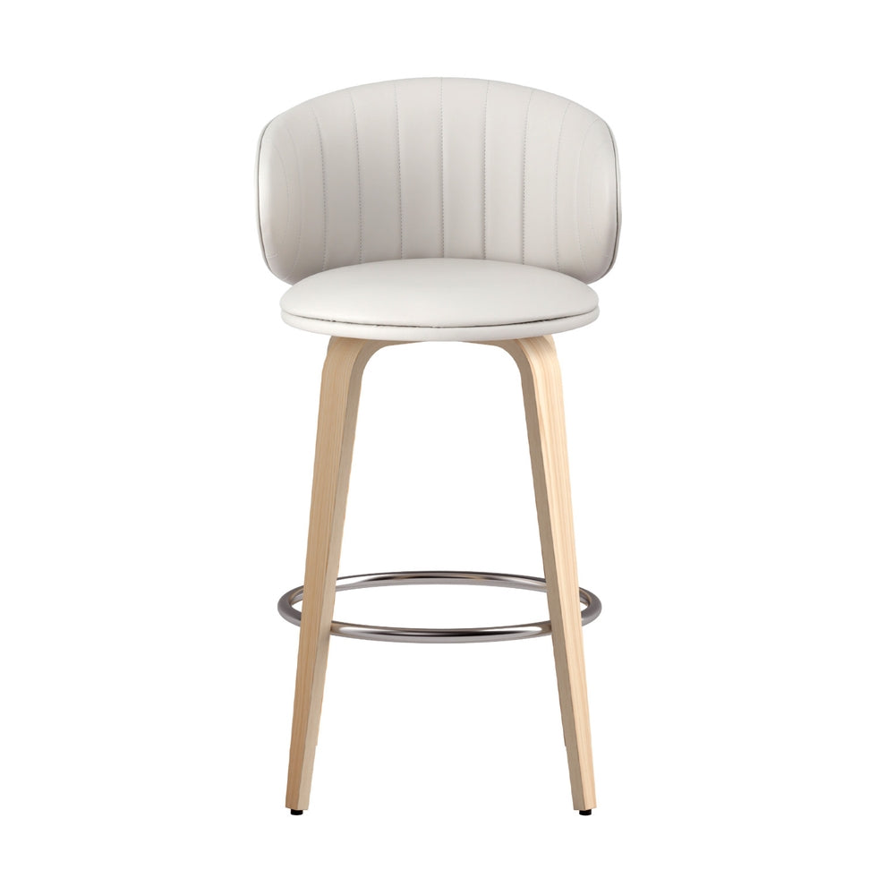 2x Artiss Bar Stools Dining Chairs Contoured Leather Wood Stool Artiss