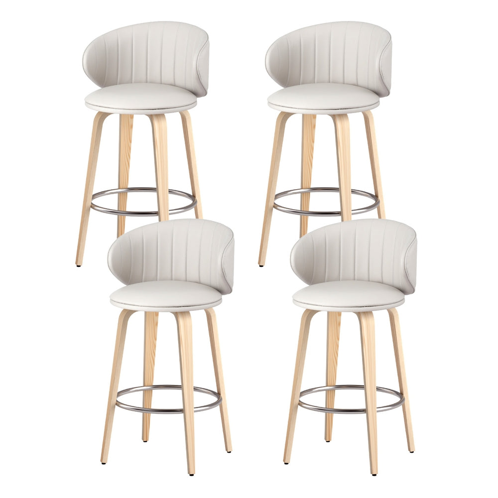 4x Artiss Bar Stools Dining Chairs Contoured Leather Wood Stool Artiss