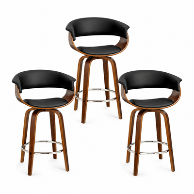 Artiss Bar Stools Set of 3 Kitchen Wooden Bar Stool Dining Chair 65cm