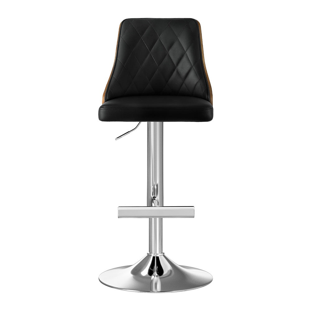 Artiss Bar Stool Bentwood Swivel Adjustable Kitchen Counter Stool Leather Black Awezingly