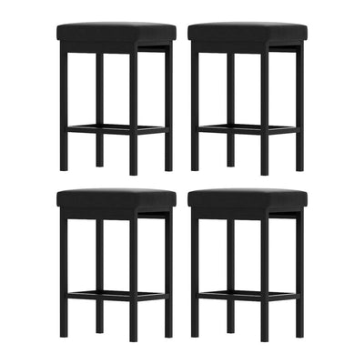 A Set of 4 Artiss Metal Bar Stools PU Seat Dining Counter Chairs