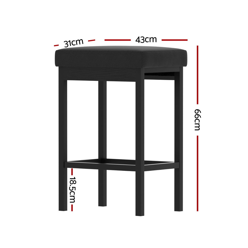 A Set of 4 Artiss Metal Bar Stools PU Seat Dining Counter Chairs Artiss