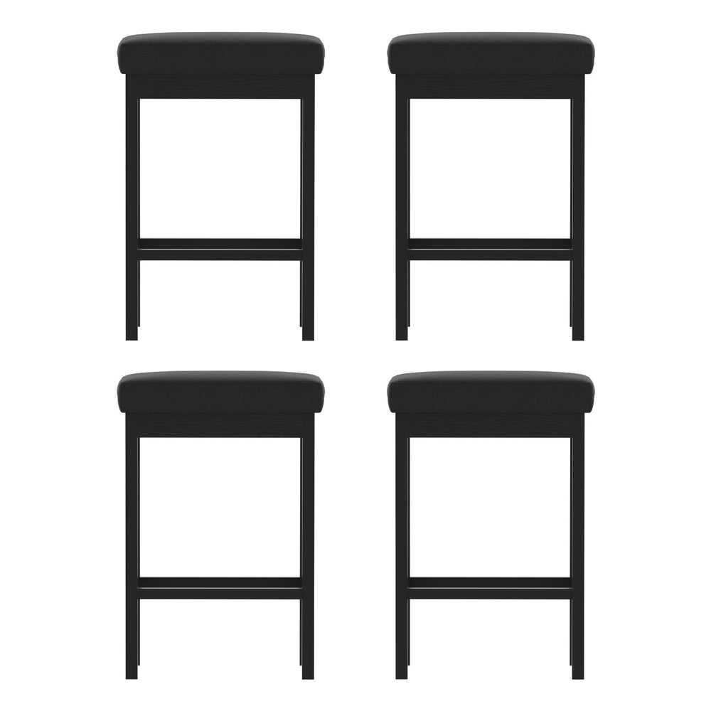 A Set of 4 Artiss Metal Bar Stools PU Seat Dining Counter Chairs Artiss