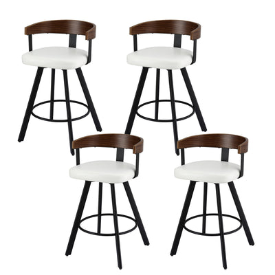 4x Artiss Bar Stools Swivel Kitchen Chairs Metal Legs Bentwood Counter White PU