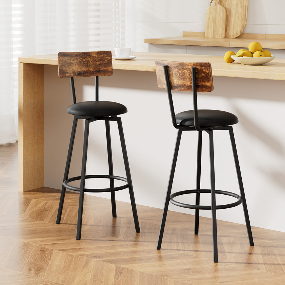 Artiss 2X Industrial Bar Stools Upholstered Counter Chairs Steel Frame Anti-Scratch Artiss