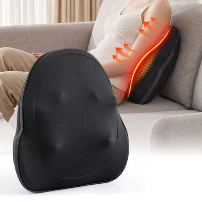 Livemor Back Massager with Heat, Cordless Electric Neck & Shoulder Massager Pillow, 3-Speed Deep Tissue Kneading for Lumbar, Thigh & Calf, Portable Muscle Relief for Home & Office Use