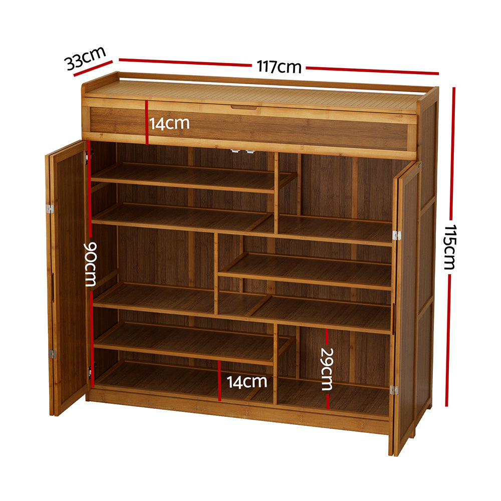 Artiss Shoe Rack Cabinet 30 Pairs Storage Cupboard Bamboo Awezingly