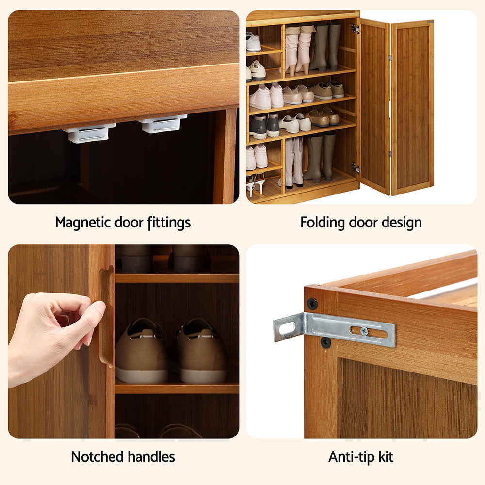 Artiss Shoe Rack Cabinet 30 Pairs Storage Cupboard Bamboo Awezingly