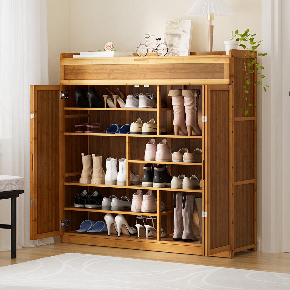 Artiss Shoe Rack Cabinet 30 Pairs Storage Cupboard Bamboo Awezingly