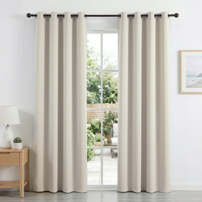 Artiss Blockout Curtains 2X 132x213cm Thermal Insulated Eyelet Drapes Beige
