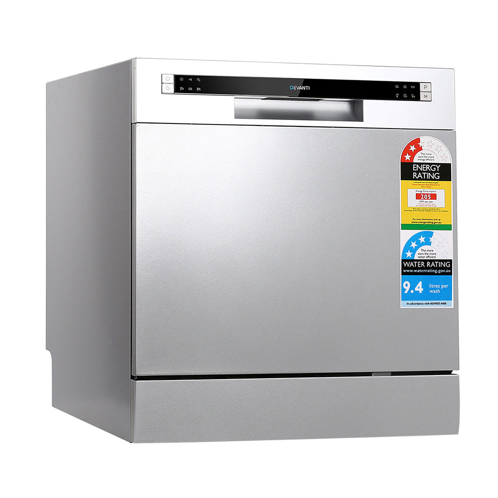 Devanti 8 Place Settings Benchtop Dishwasher Sliver Devanti