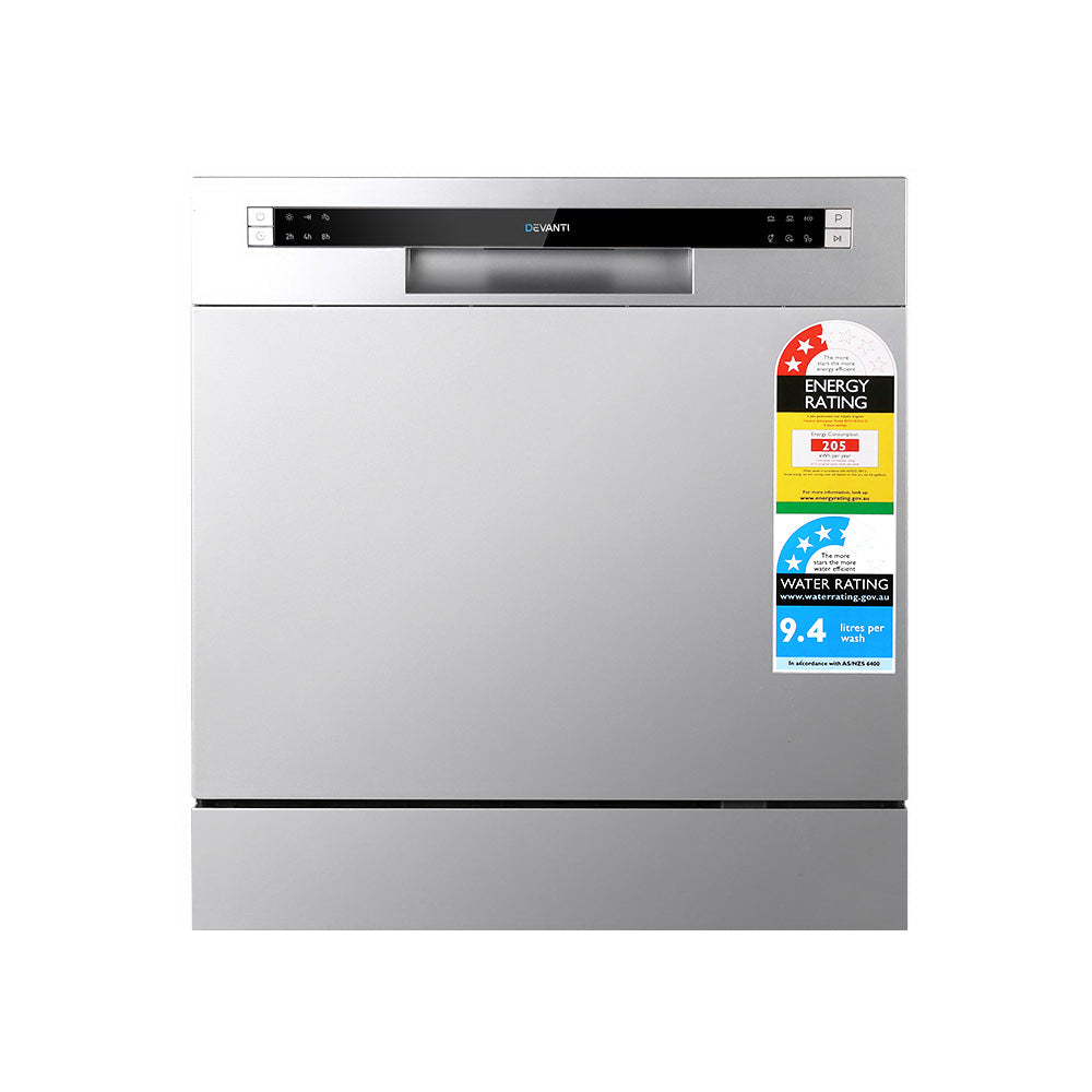 Devanti 8 Place Settings Benchtop Dishwasher Sliver Devanti