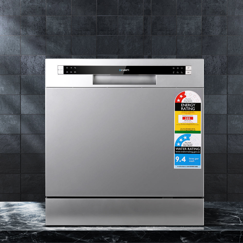 Devanti 8 Place Settings Benchtop Dishwasher Sliver Devanti