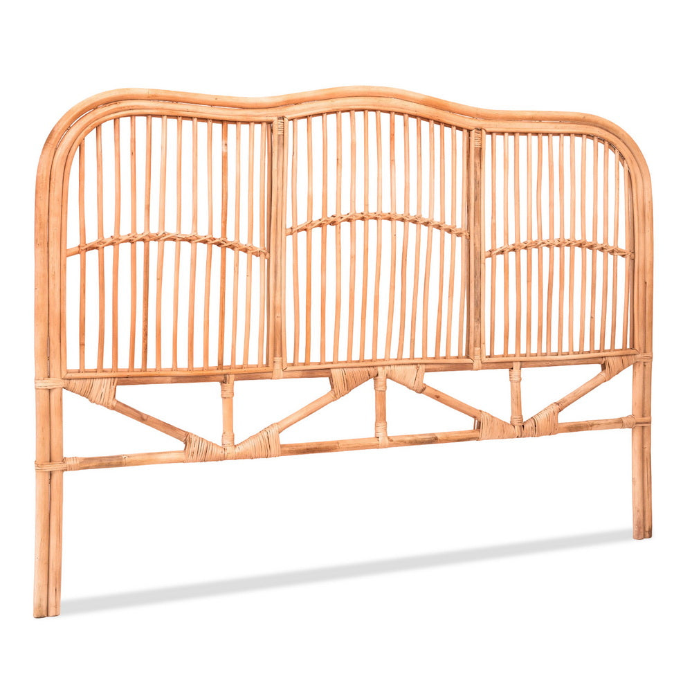 Artiss Bed Headboard Queen Bedhead Rattan - NERO Pine Awezingly