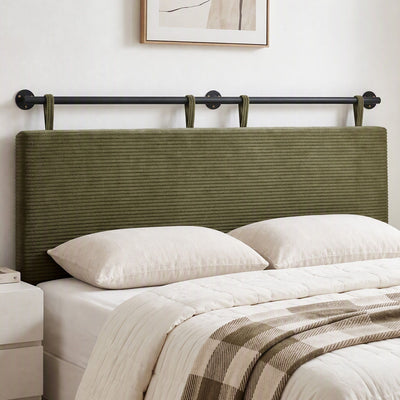 Artiss Wall Mounted Headboard Double Corduroy Upholstered Hanging Bed Head
