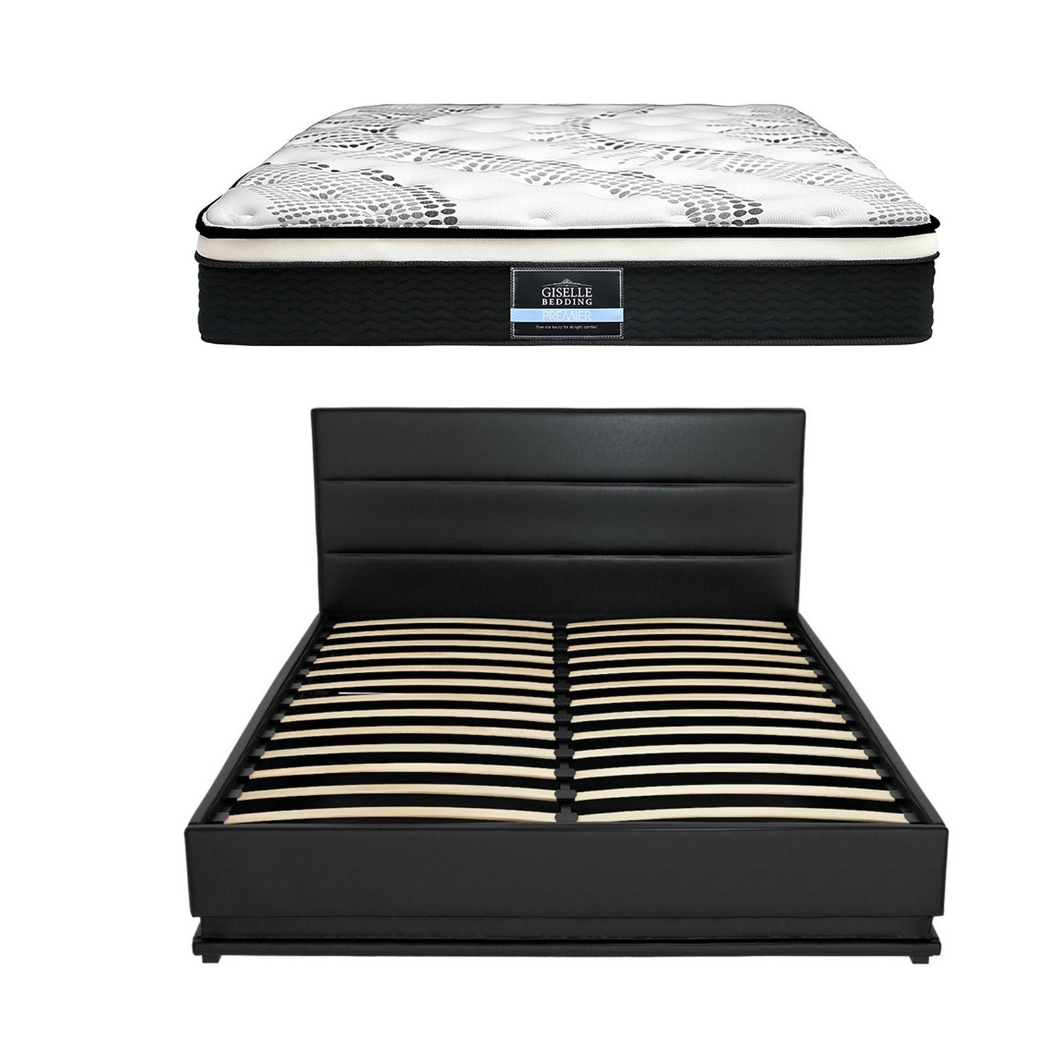 Artiss RGB LED Queen Bed Frame with 32cm Giselle Mattress Set Awezingly