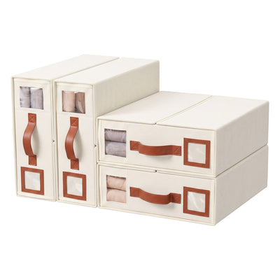 Artiss Bed Sheet Organisers Box 4Pcs Storage King Size Bedding Foldable Beige