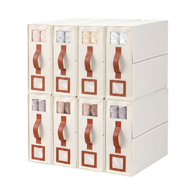 Artiss Bed Sheet Organisers Box 8Pcs Storage King Size Bedding Foldable Beige