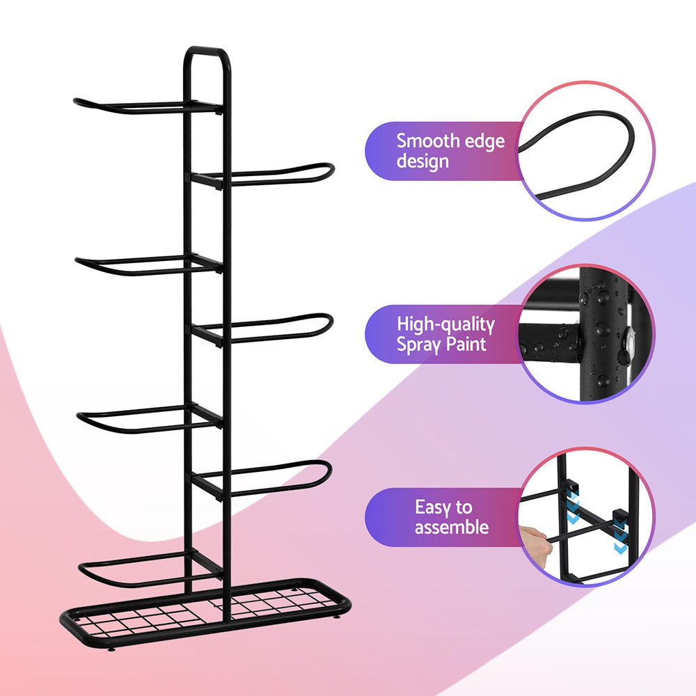 Everfit Ball Storage Rack Sports Equipment Organizer 7-Tier Holder for Garage Gym Black Awezingly