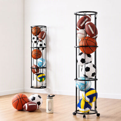 Everfit Vertical Ball Storage Rack with Wheels Sports Equipment Organiser